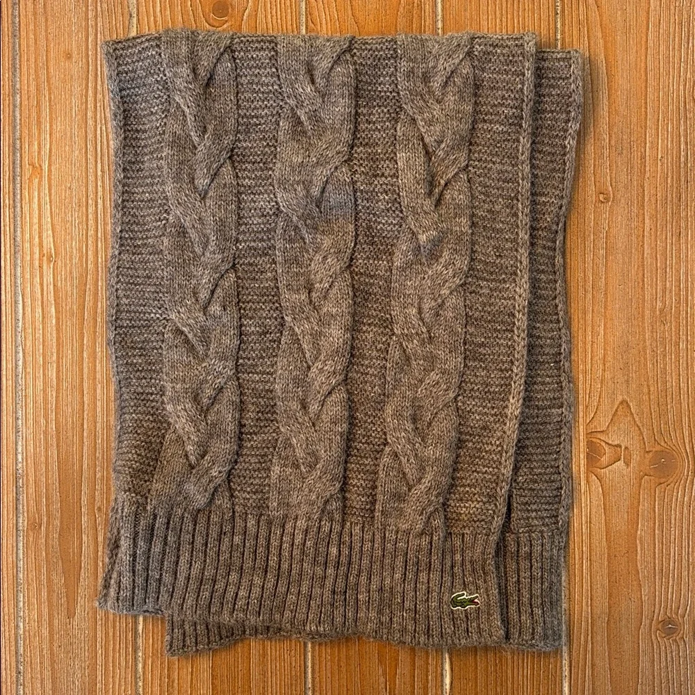 Lacoste gray cable knit men's scarf
